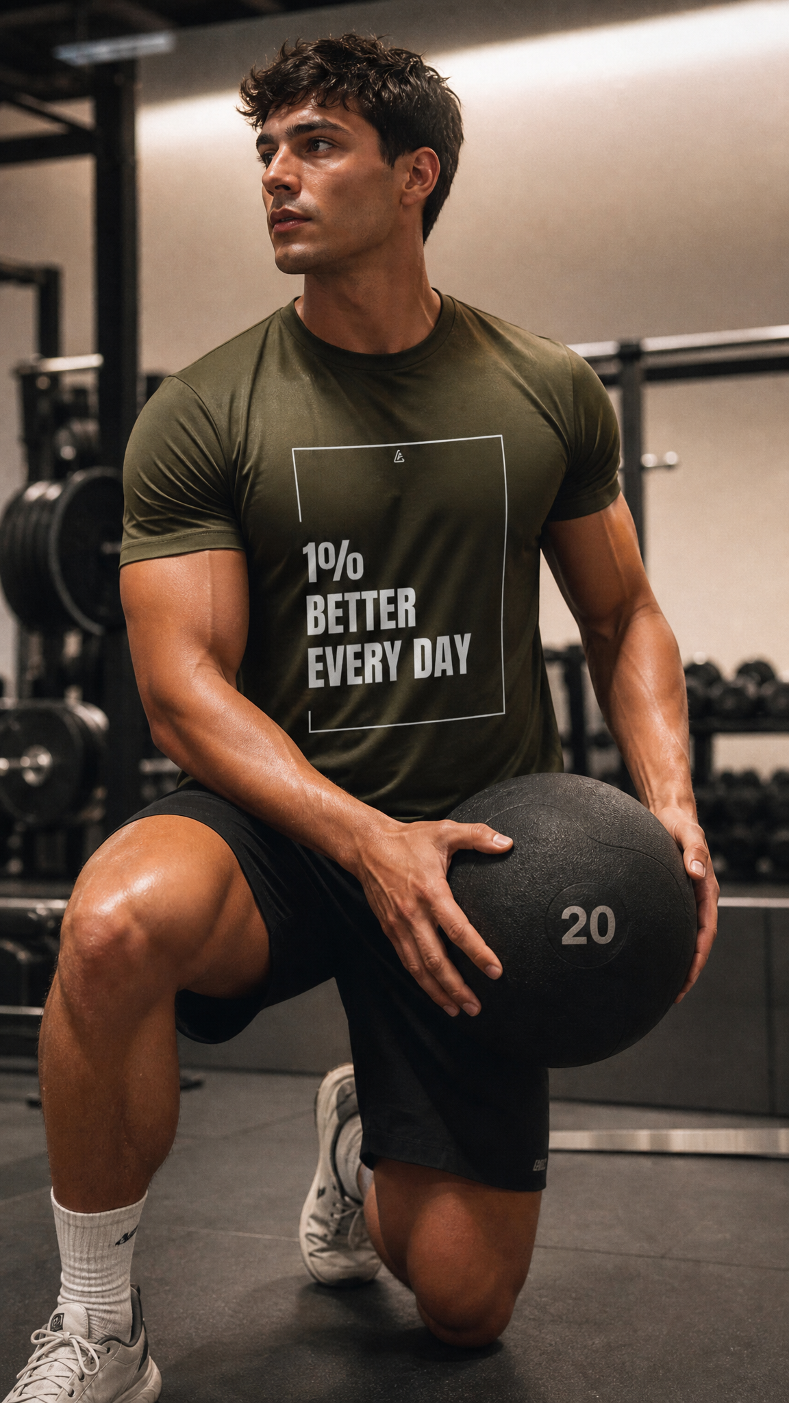 1% Better Every Day Performance T-shirt - Army Green
