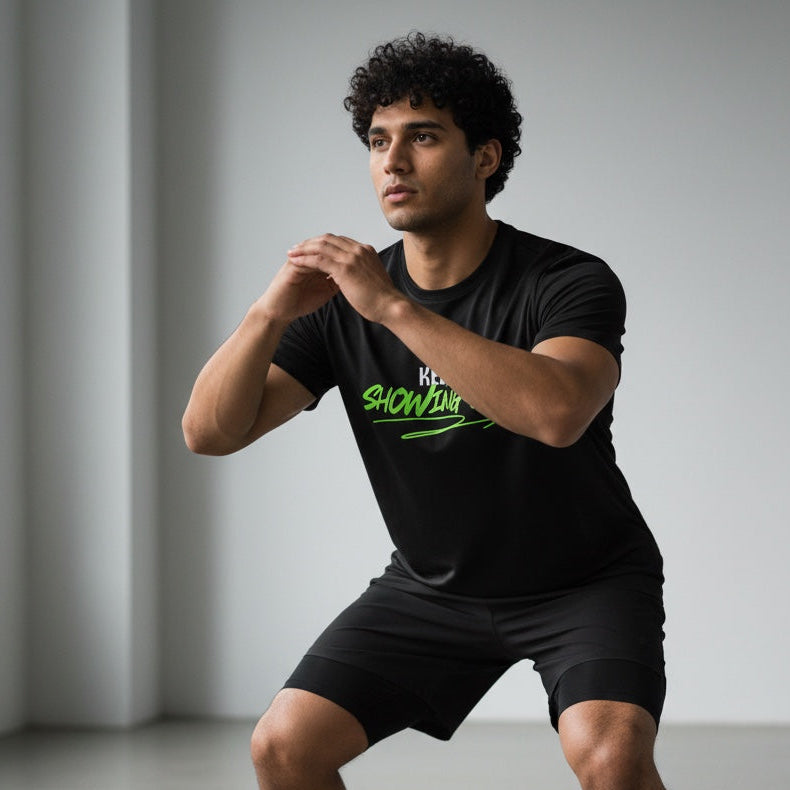 Back view of AG unisex performance tee — lightweight polyester